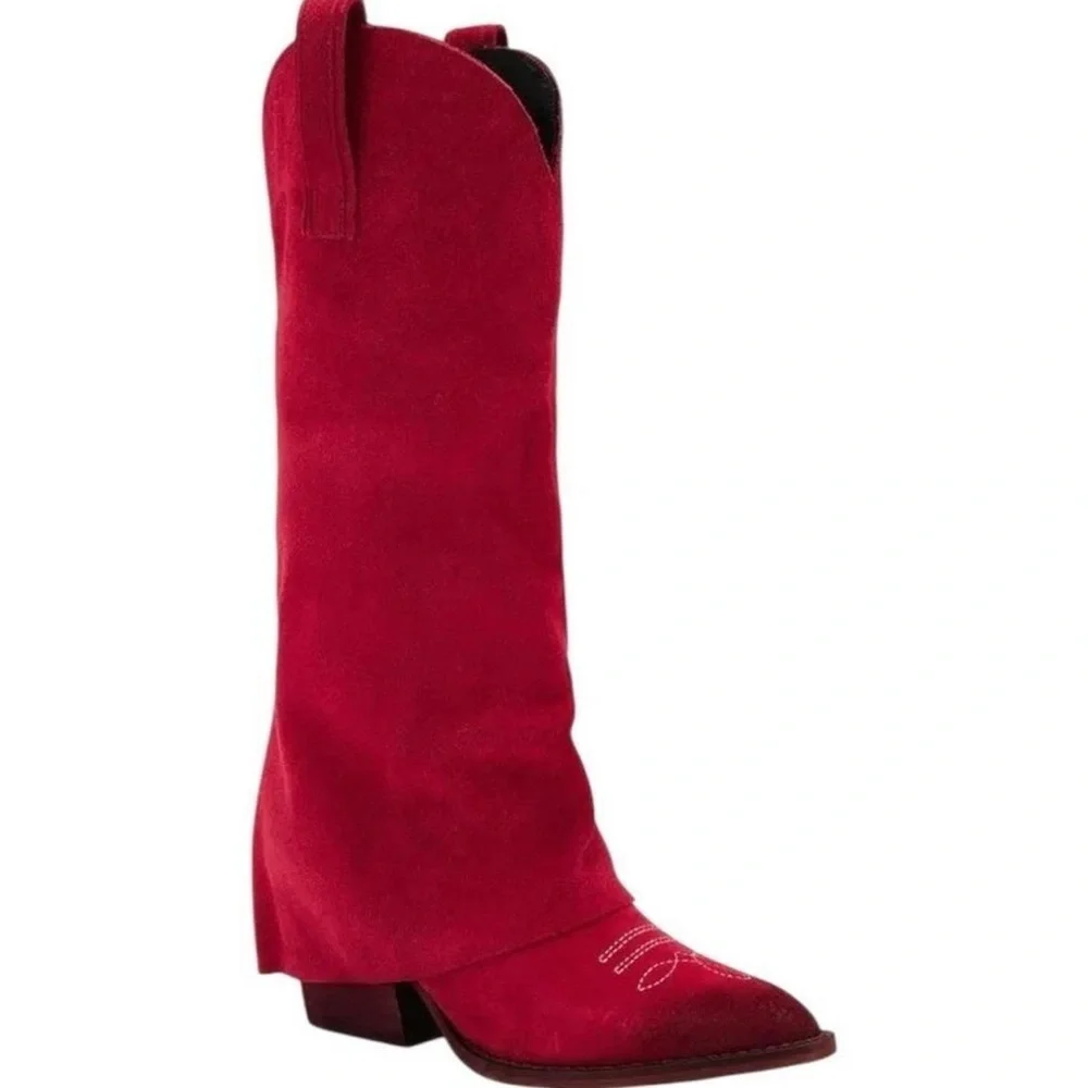 Steve Madden Red Heeled Boots - Picture 1 of 5